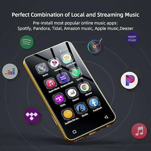 Miniatura 10 de Reproductor MP3 de 80 GB con Bluetooth y WiFi, reproductor MP3 MP4 con Spotify pantalla táctil completa de 4 pulgadas, reproductor de música Android