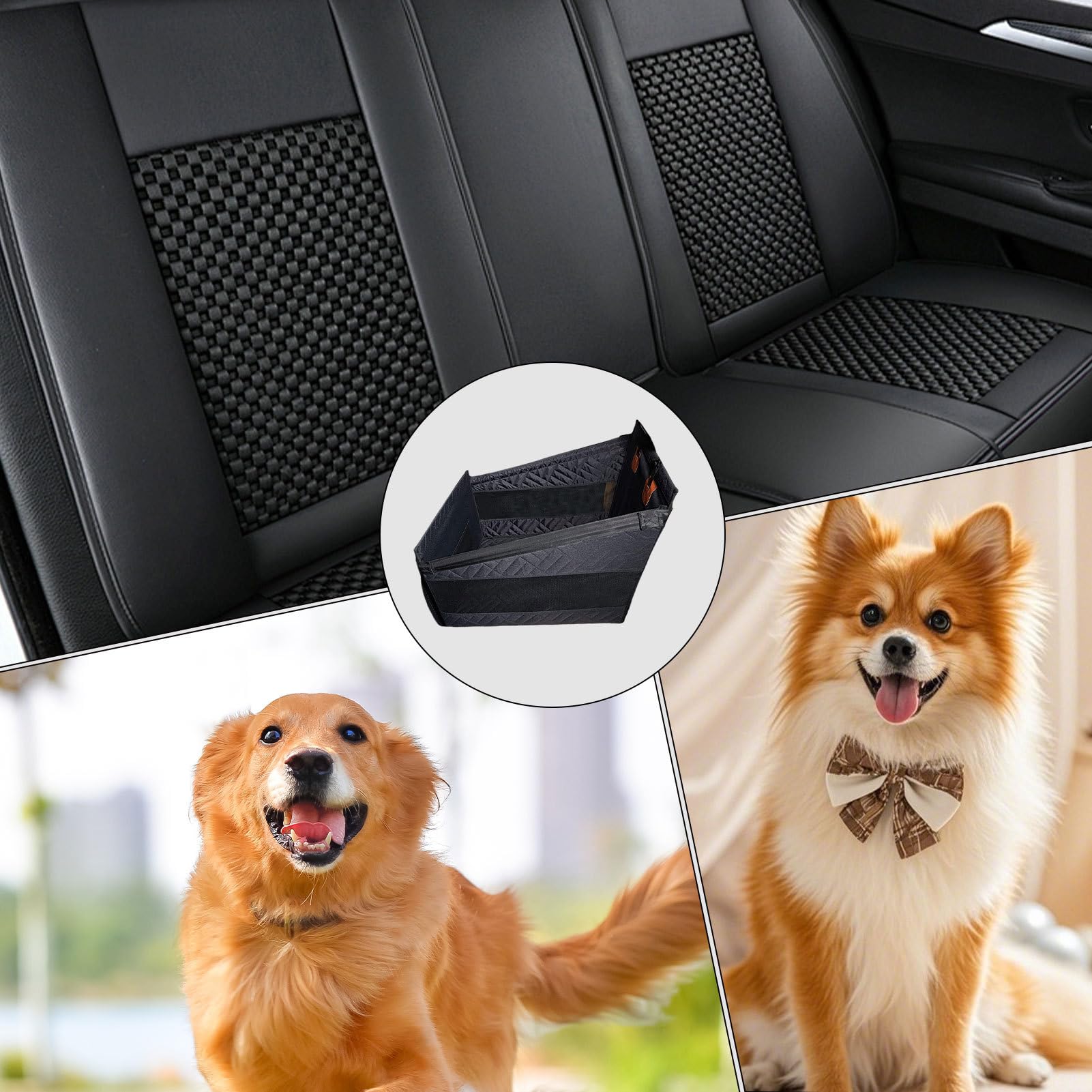 Hundeautositze, Stabiler Sitzerhöhung, schwarz, atmungsaktiv, kratzfestes Haustierkissen, 600D Oxford-Gewebe, leichtes langlebiges Design, Automobilkorb für LKW, Fahrzeug, Auto