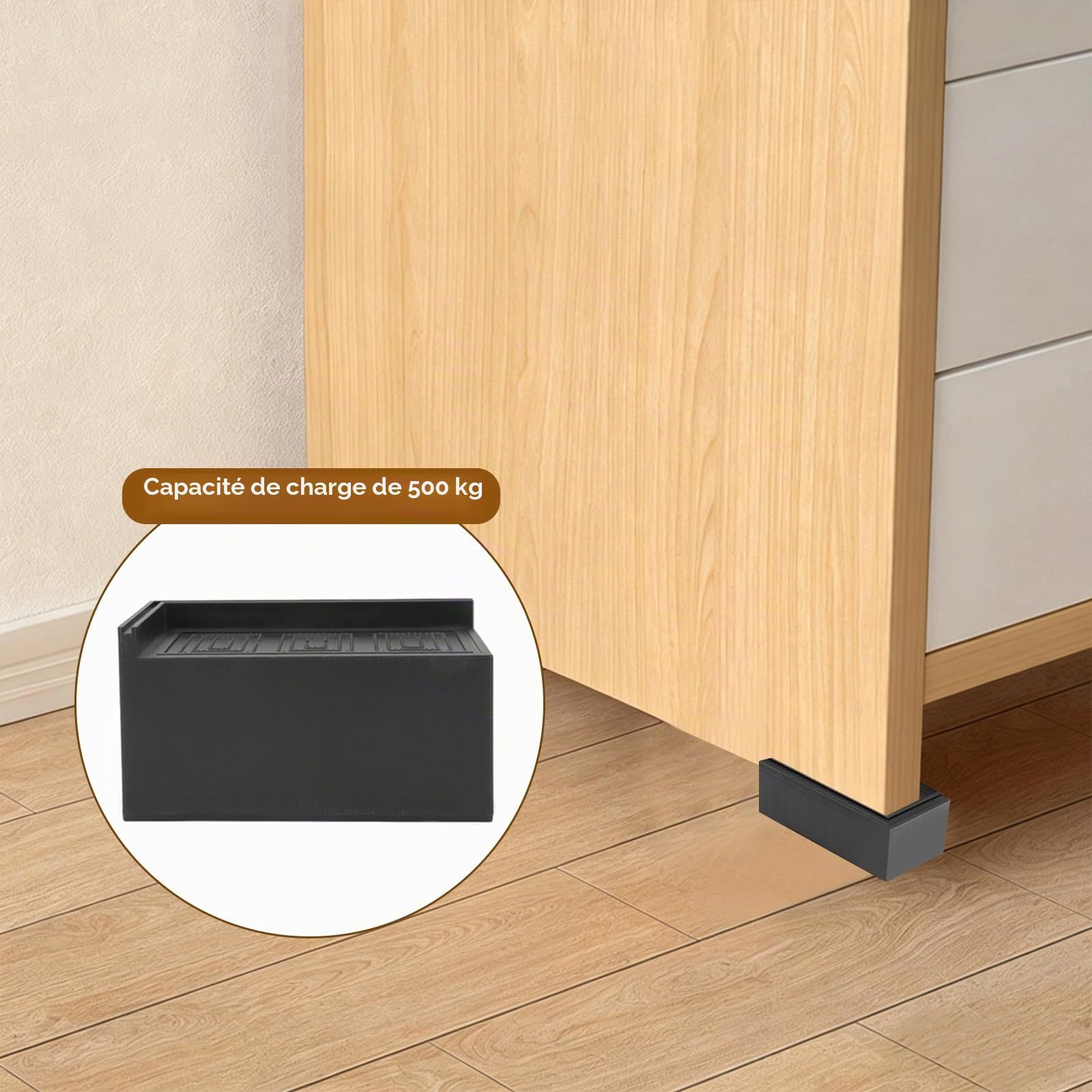 Grand Rehausseur De Lit, 4 Pièces, Larges Et Rectangulaires, Robustes, Pour Meubles, Hauteurs De 3 Pouces, Pour Lit, Canapé, Chaise, Levage De Machine à Laver