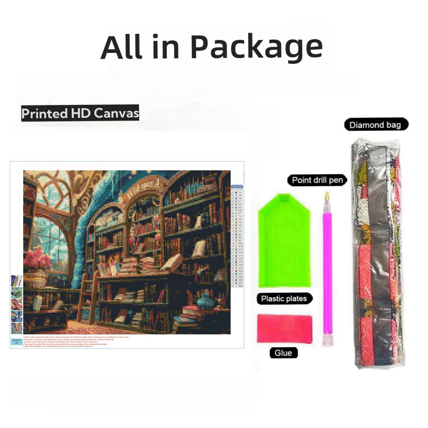 Amazon.com: Colorful Bookshelf Bookstore Library 5D Diamond Art