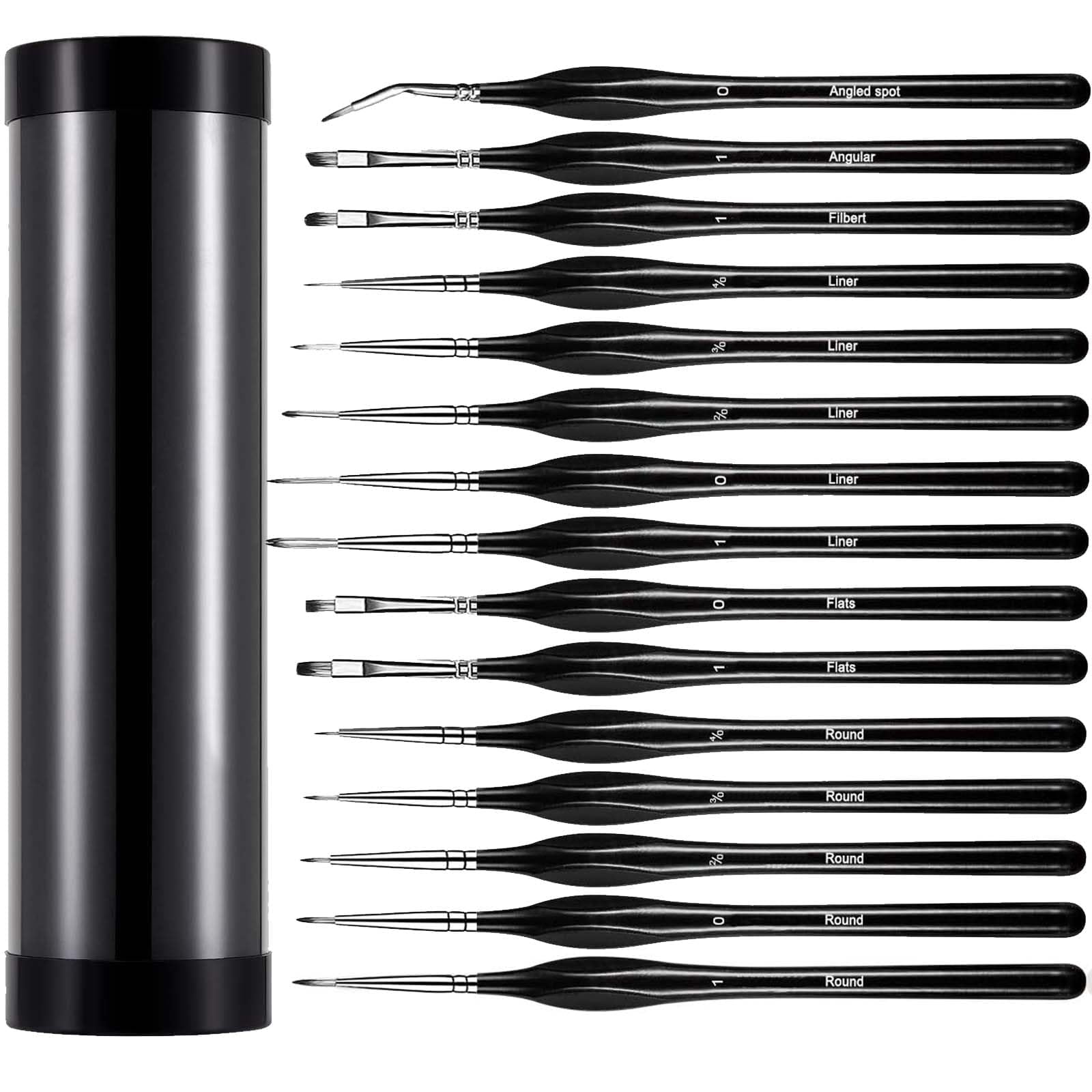 Azonee Detail Paint Brush Set, , 15pcs Miniature Fine Paint Brushes for Acrylic Painting, Small Paint Brushes for Nail Painting, Fine Line Marker, Art Painting Come with Brush Pouch and Holder