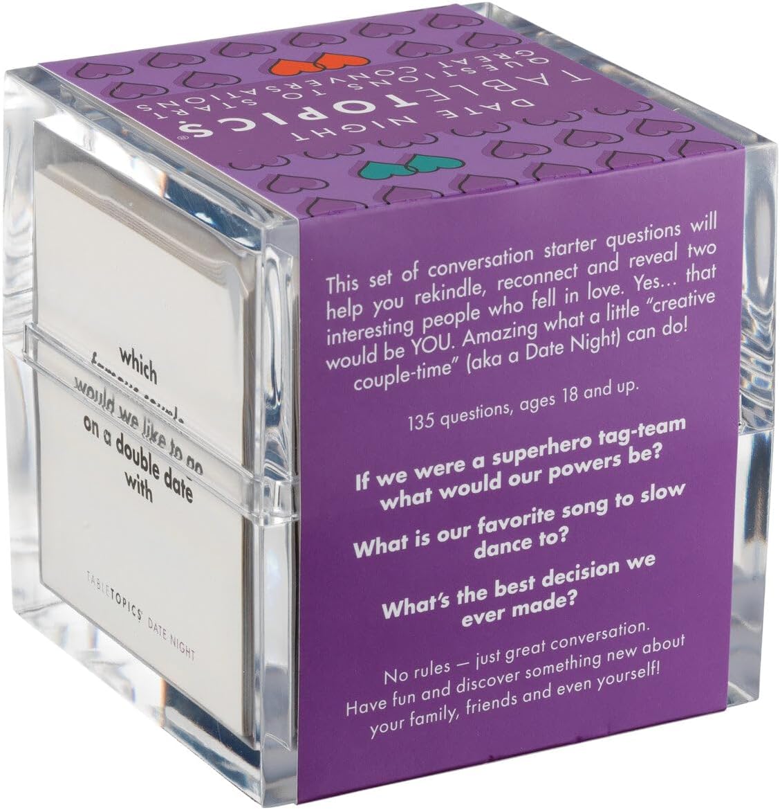 TableTopics Date Night Conversation Starter Cards - Valentine's Day Gift with 135 Questions for Romantic Evenings, Reconnecting with Your Partner, for Adult Couples
