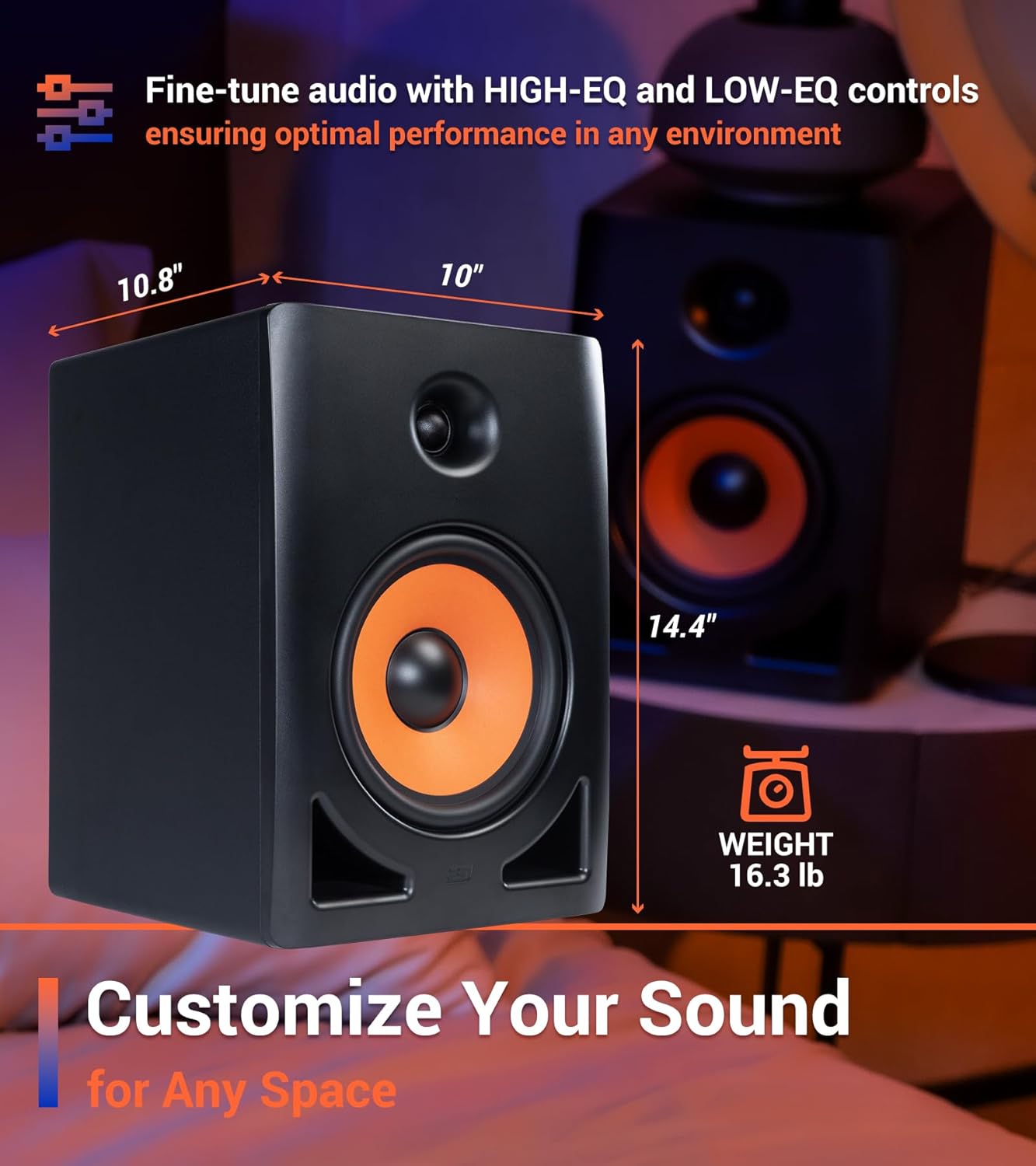 ESI nEar i8 8" Studio Reference Monitor, 2-Way Active Powered Speaker, Ideal for Near-Field Music Production, Studio Monitoring and Desktop Computers, Studio-Quality Sound, Sold Individually (Single)