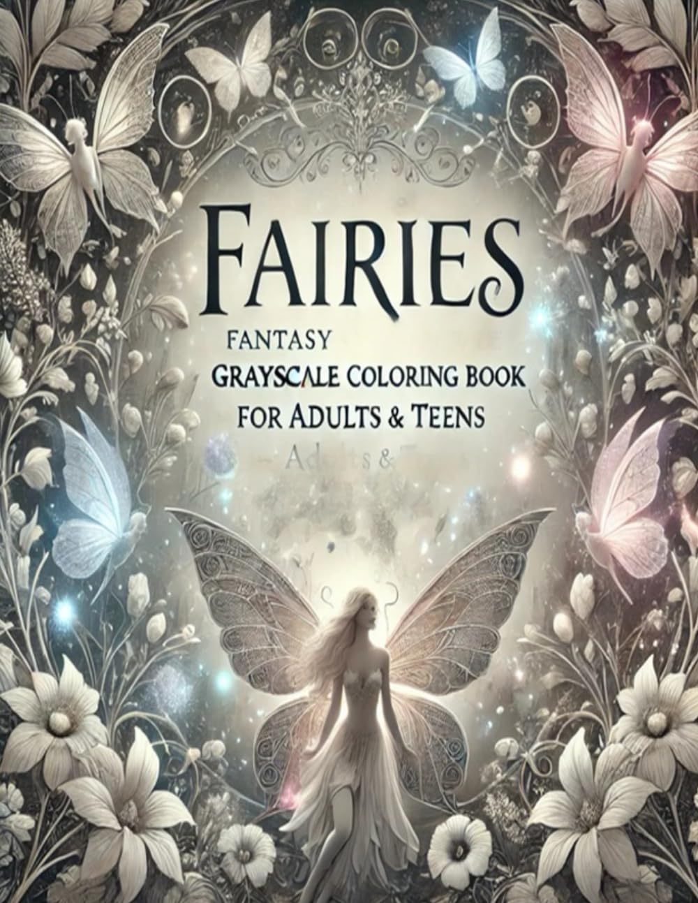 Fairies Fantasy Grayscale Coloring Book For Adults &Teens