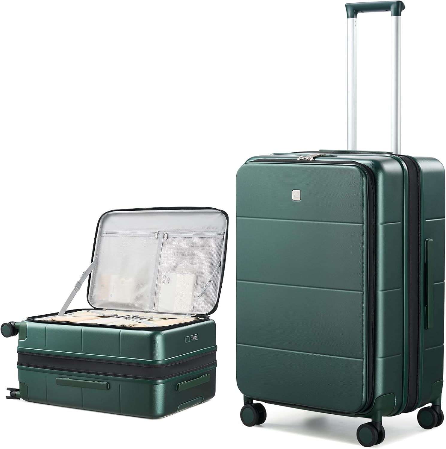 hanke hardside expandable checked luggage, 24 inch top opening trunk luggages with spinner wheels, all-pc hard shell suitcase, lightweight tsa checked-medium(blackish green, 83l) expandable 24 inch blackish green
