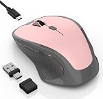 Wireless Bluetooth Mouse for iPad Pro MacBook Air PC, 2.4G Ergonomic Rechargeable Computer Mouse with Jiggler Mode, 3 DPI Levels & Forward/Back Buttons Laptop Mice for Office/Home/School - Red