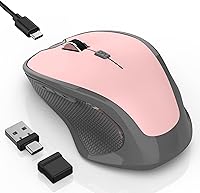 Vista 9 de Mouse inalámbrico Bluetooth para iPad Pro MacBook, mouse ergonómico recargable con modo Jiggler, 2 modos Bluetooth 5.2/3.0 y receptor USB-A/USB-C