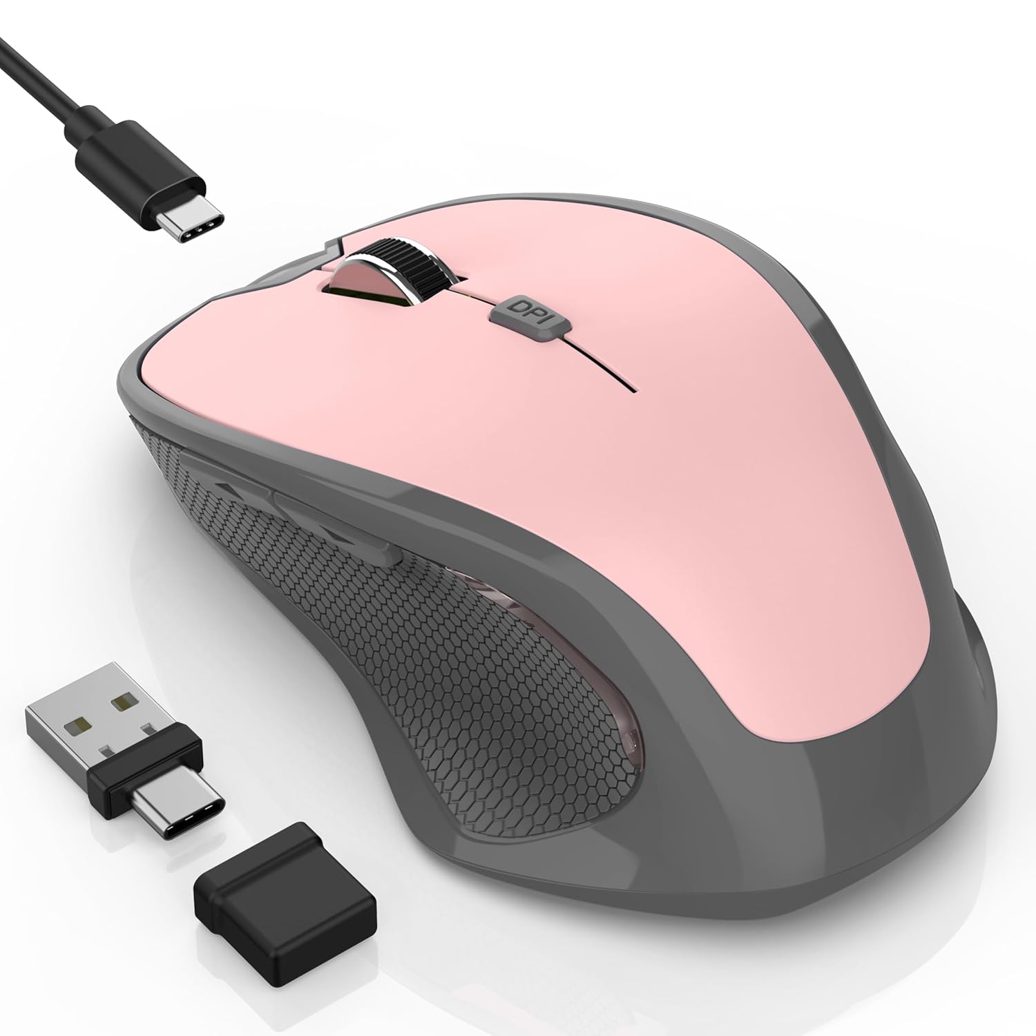 Bluetooth Wireless Mouse for Mac MacBook Air iPad Pro PC Ergonomic Rechargeable Computer Mouse with Jiggler Mode 3