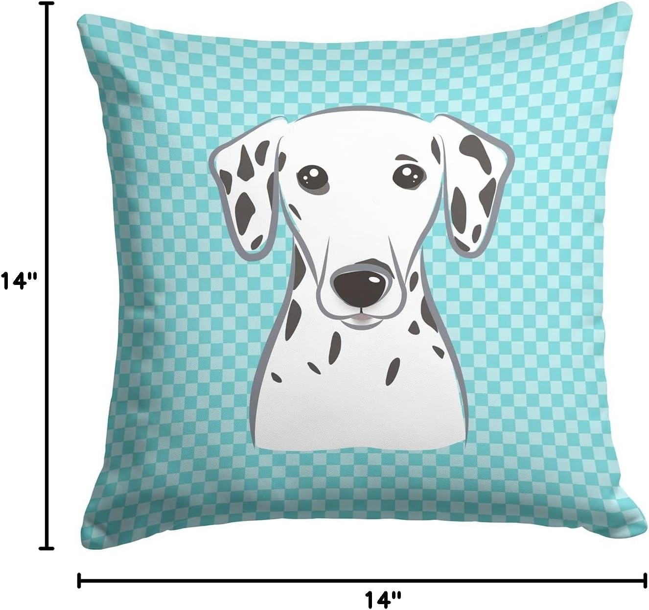 Caroline's Treasures BB1148PW1414 Checkerboard Blue Dalmatian Fabric Decorative Pillow Machine Washable, Indoor Outdoor Decorative Pillow for Couch, Bed or Patio, 14Hx14W
