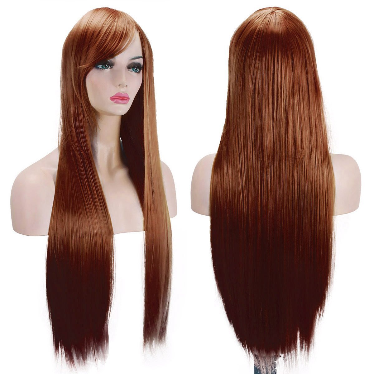 Wigs 32" 80cm Long Straight Anime Fashion Women's Cosplay Wig Party Wig With Free Wig Cap(Brown)