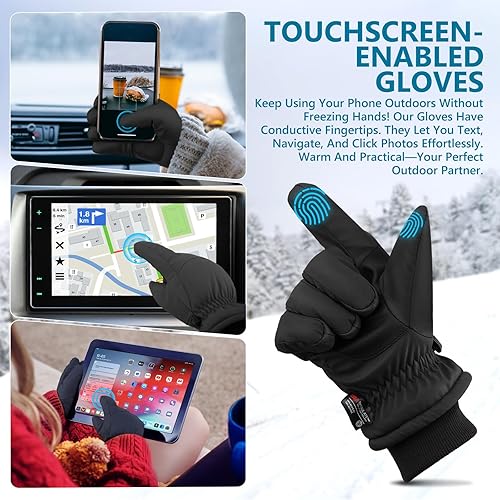 Miniatura 4 de Guantes de invierno, 3M Thinsulate guantes de nieve impermeables para clima frío cálido - Ciclismo, correr, conducir