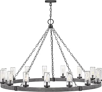 Hinkley Sawyer Fifteen Light Extra Large Outdoor Hanging Lantern, Aged Zinc