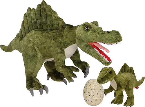 Peluche de dinosaurio de 21 pulgadas con huevo de bebé, peluches para niños, regalo de cumpleaños de Navidad (familia Spinosaurus)