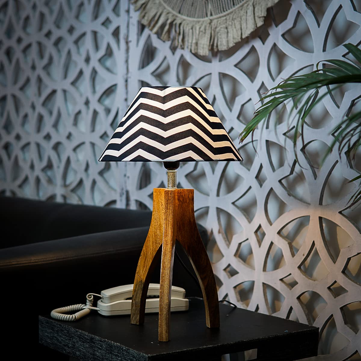 PineCraft International Lupen Table Lamp with Black & White Shade Light Lamp for Bedroom, Study Room, Living Room, Bedside, Side Table Home Decor Gift Item 20 inch Night Lamp