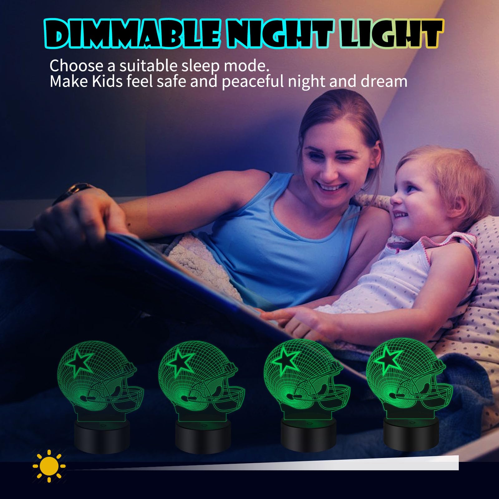 Knfui Lampka nocna z iluzją 3D, 7 kolorów, automatyczna, stopniowa, zasilana przez USB, z przełącznikiem dotykowym, dla dzieci, prezenty, dekoracja domu