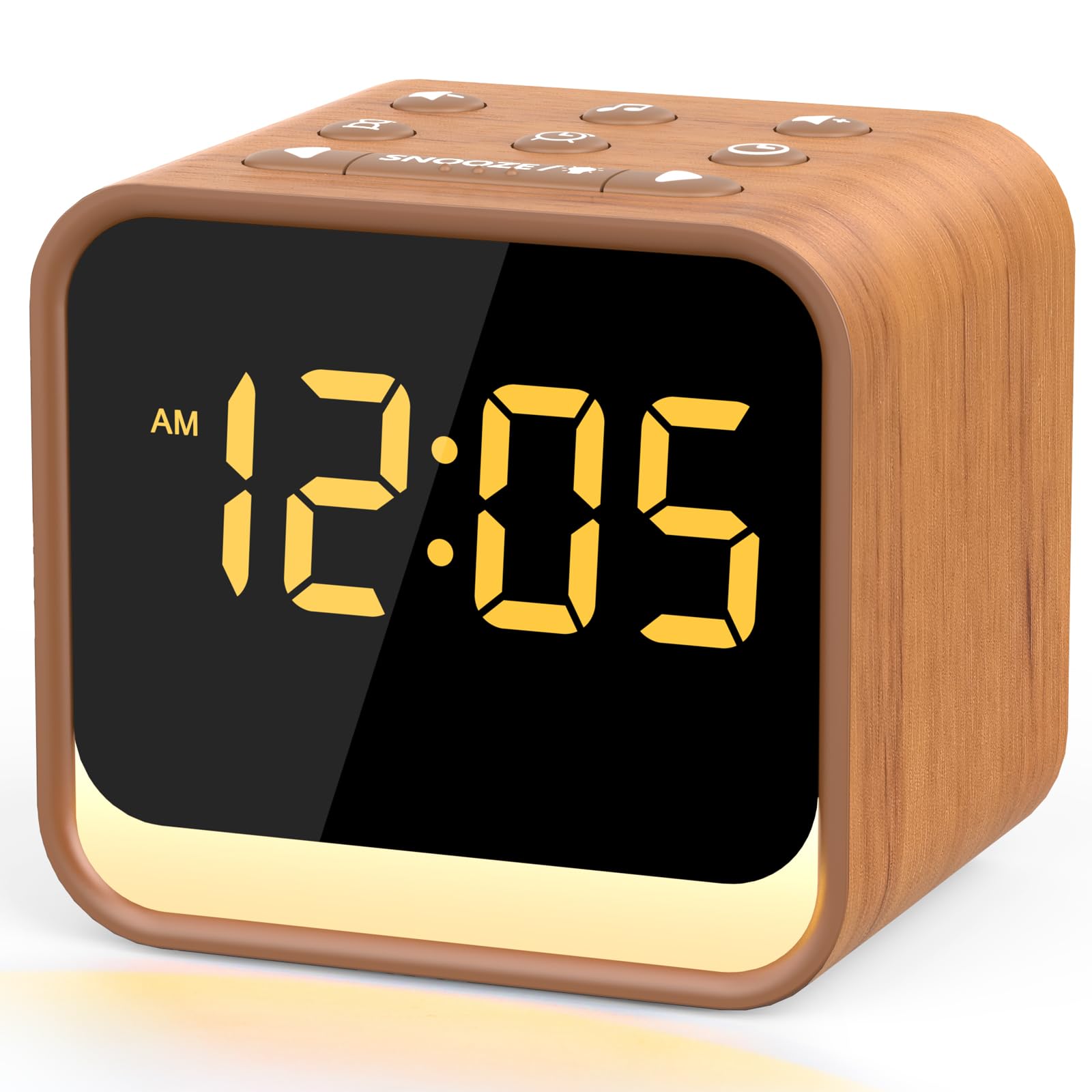 Housbay Wooden Sound Machine Alarm Clock for Bedrooms - Gentle Wake-Up with Birdsong, White Noise for Sleeping, Small Digital Clock for Phone-Free Routine