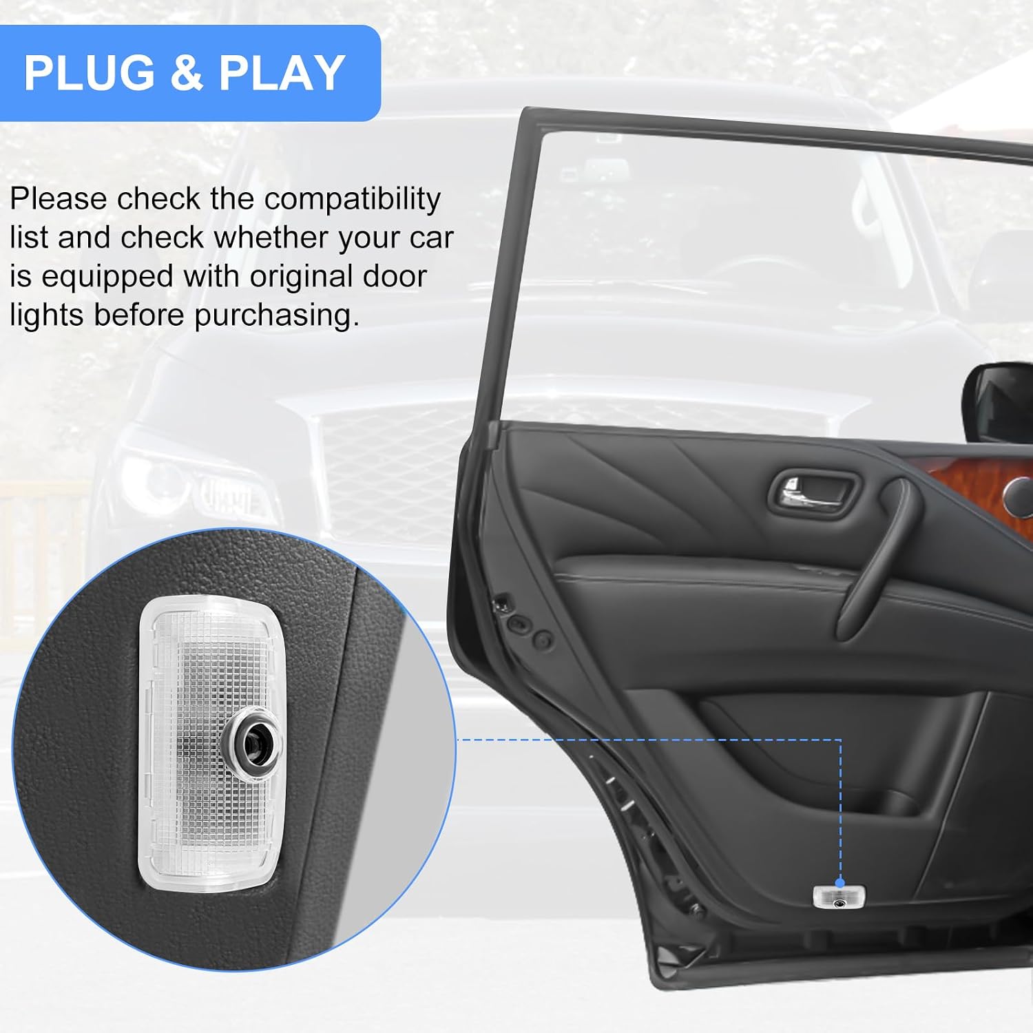 4Pcs Car Door Lights Logo Projector Compatible with Infiniti Q50/60/70 G25/37 QX50/56/60/70/80 M25/35/37 FX35/37/45/50 EX25/35/37, Bright 3D Shadow No Fade Car Door Projector Puddle Lights - 3