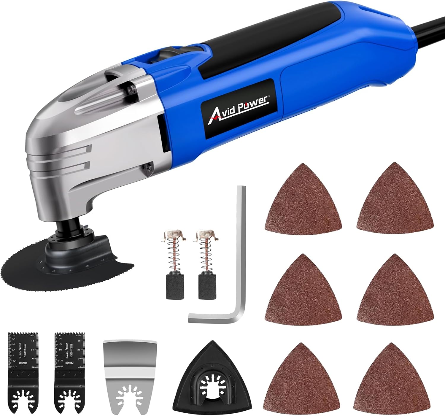 AVID POWER Oscillating Tool, 22000 OPM Electric Oscillating Multi Tool with 3°Oscillation Angle, Cutting, Sanding, Grinding, Scraping, 11 Accessories & Universal Interface-Blue