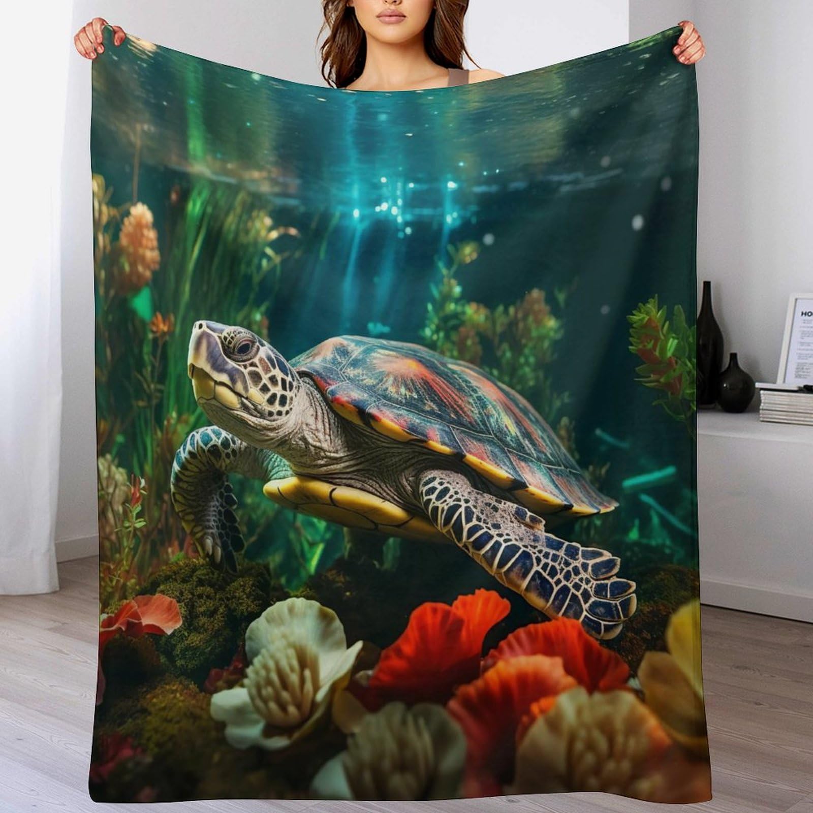 Couverture Tortues de mer plaid polaire de séjour et grand jeté de canapé 150x200