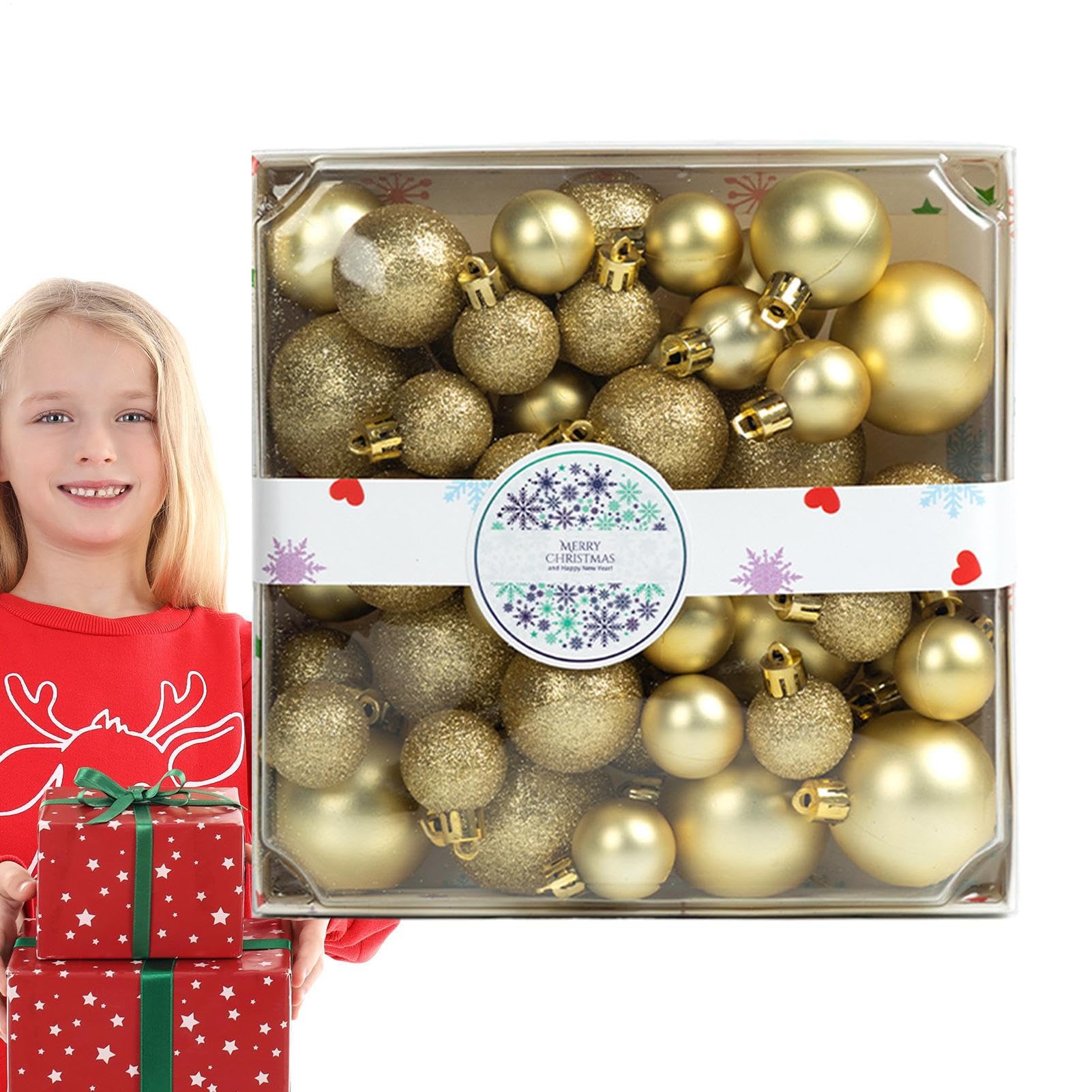 Christmas Ball, 44 Pieces Indoor Decoration Sparkling Pendant | Ball Ornament for Christmas Tree for Outdoor Table Path Garden Fireplace Railing Window Garland