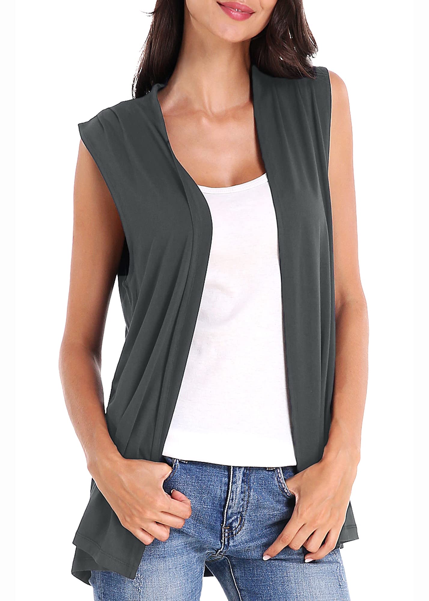 Urban CoCo Women's Sleeveless Cardigan Open Front Vest Lightweight Cool Coat