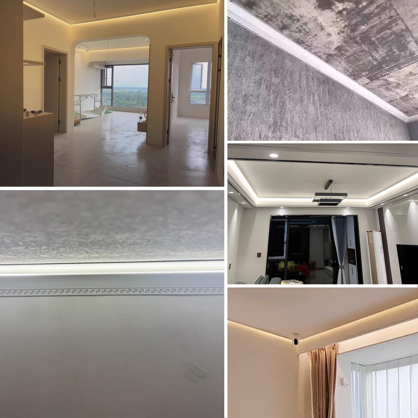 Profili per Strisce Led Diffusore in Alluminio per Illuminazione Indiretta a Soffitto, Battiscopa Bianco Canale Led Senza Luce Led, Diffusore Led Modanatura Corona per Arredamento Casa(8m/26.2ft)