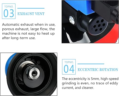 Miniatura 3 de Lijadora orbital aleatoria de aire de 5 pulgadas de doble acción pulidora de órbita neumática Pro herramientas de lijado de pulido plateado