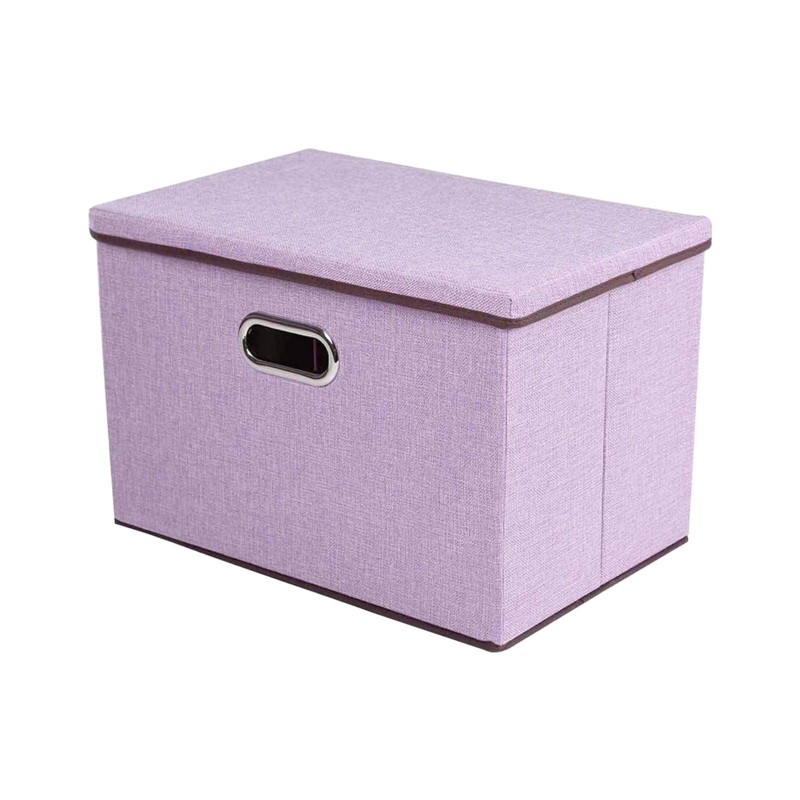 M.J COMFY-LIFE Storage Boxes with Lids Stackable Fabric Storage Baskets with Handles 45x30x30cm Linen Cloth Organizer Bins for Clothes Toys Books (Purple)