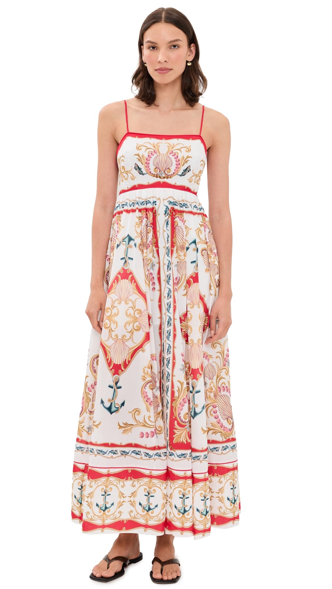 Women's Nautical Printed Maxi Dress
