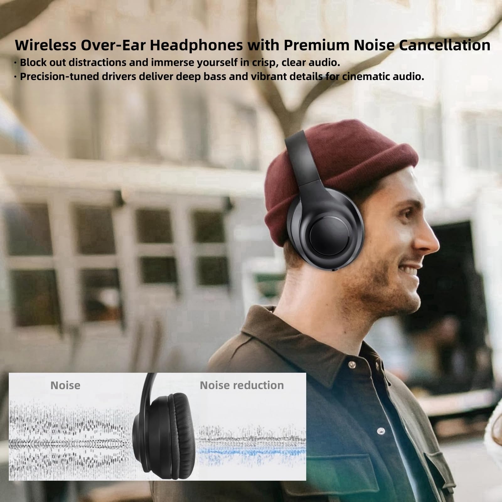 Cuffie TV Senza Fili per Anziani, Bluetooth 5.3 Cuffie con ANC, USB Trasmettitore per RCA/AUX, Audio Hi-Fi