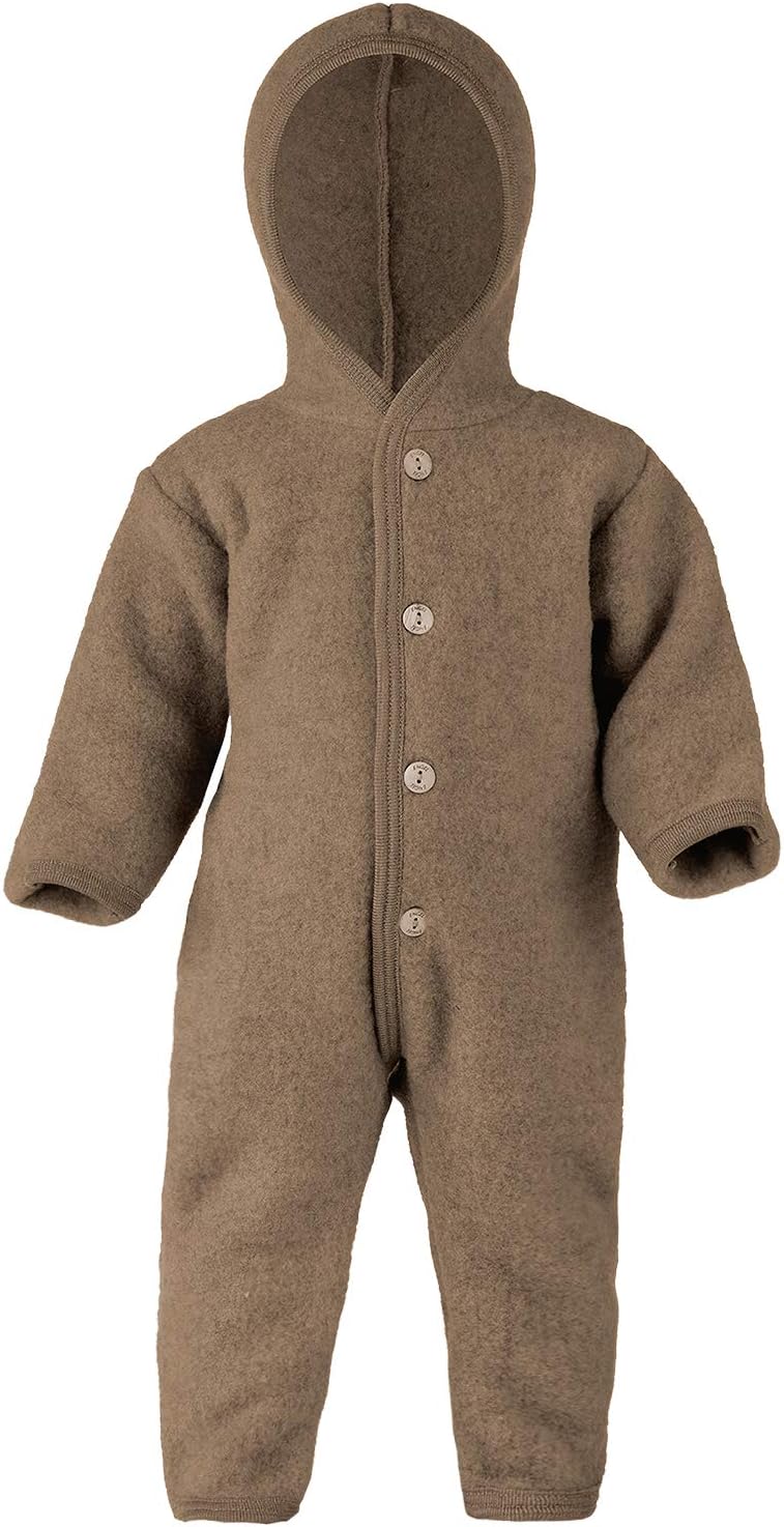 Ecoable Baby Fleece Bunting: Thermal Footed Coverall Romper with Hood for Toddlers, Organic Merino Wool