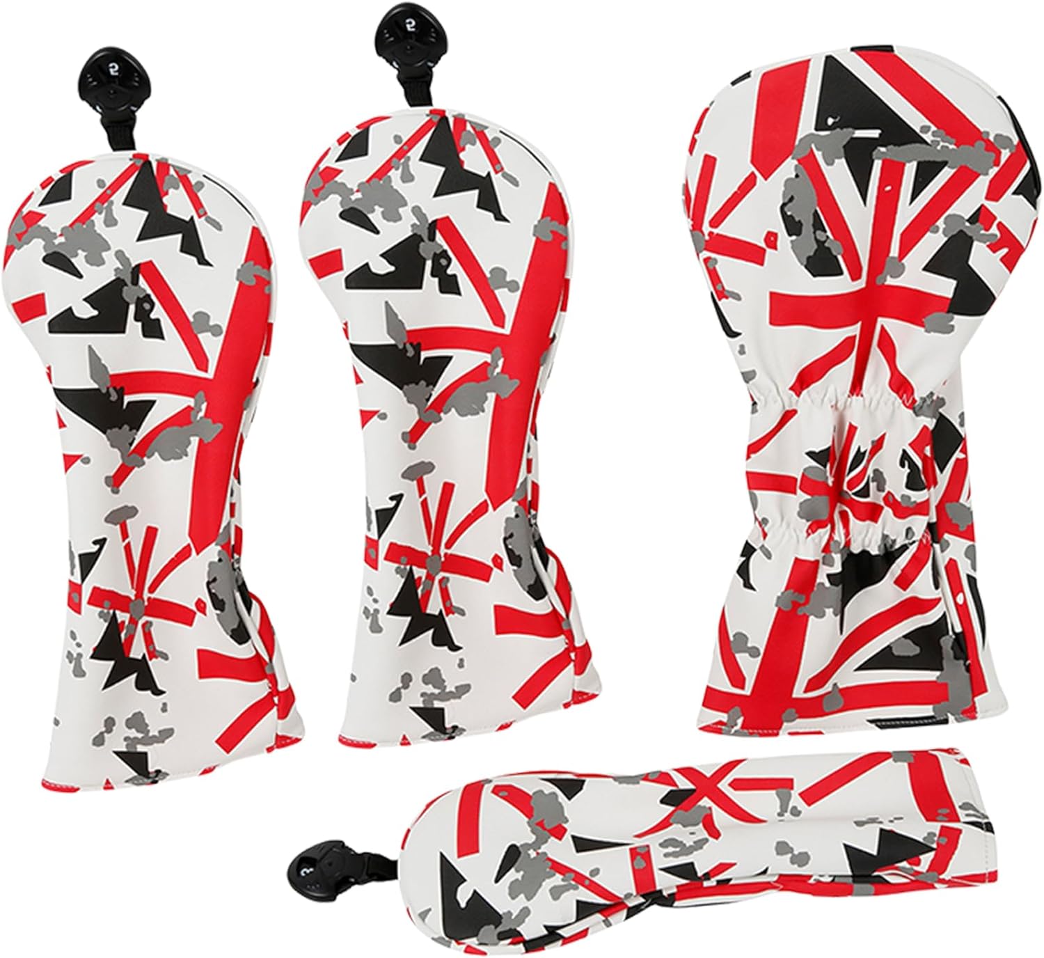 4Pcs British Flags Wood Headcover Waterproofs PU Leather Golfs Club Head Cover Replacement Driver Headcover Fairway Wood Head Cover