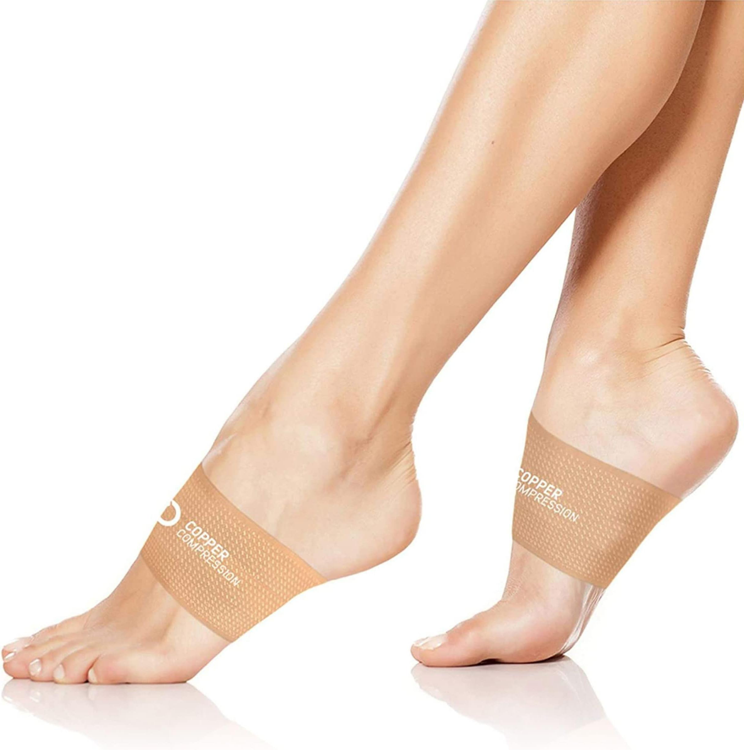 Arch Support Sleeves. Targeted Compression for Plantar Fasciitis Symptoms, Pain, Flat Feet & High Arches. Breathable Support for Men & Women - Nude