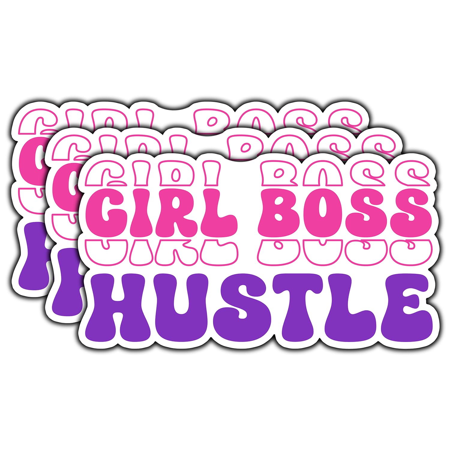Photo 1 of (3Pcs) Girl Boss Hustle Sticker Funny Quote Sticker Waterproof Vinyl Decal for Laptop Water Bottle Phone Case Tumbler Notebook Kindle Hard Hat Gifts for Women Men Size 3x1.6 Inches