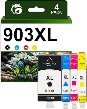 903XL Ink Cartridges Replacement for HP 903XL 903 XL Ink Cartridge Combo Pack Compatible for HP OfficeJet 6950 6960 6961 6963 6964 6965 6966 6968 6970 6971 6974 6975 Printers, 4 PackKCMY