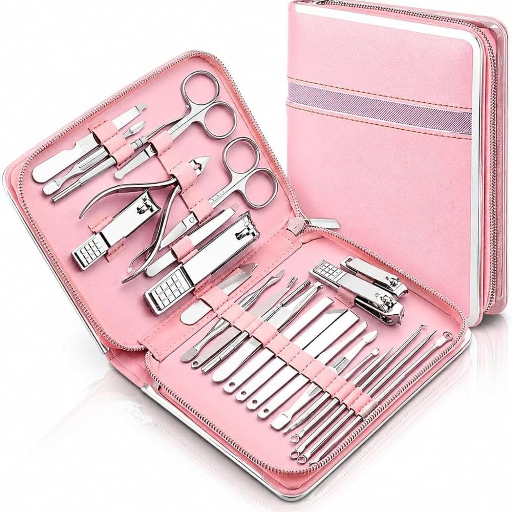 Genérico, Kit Manicure e Pedicure Profissional 26 Peças Aço Inox Estojo Portátil