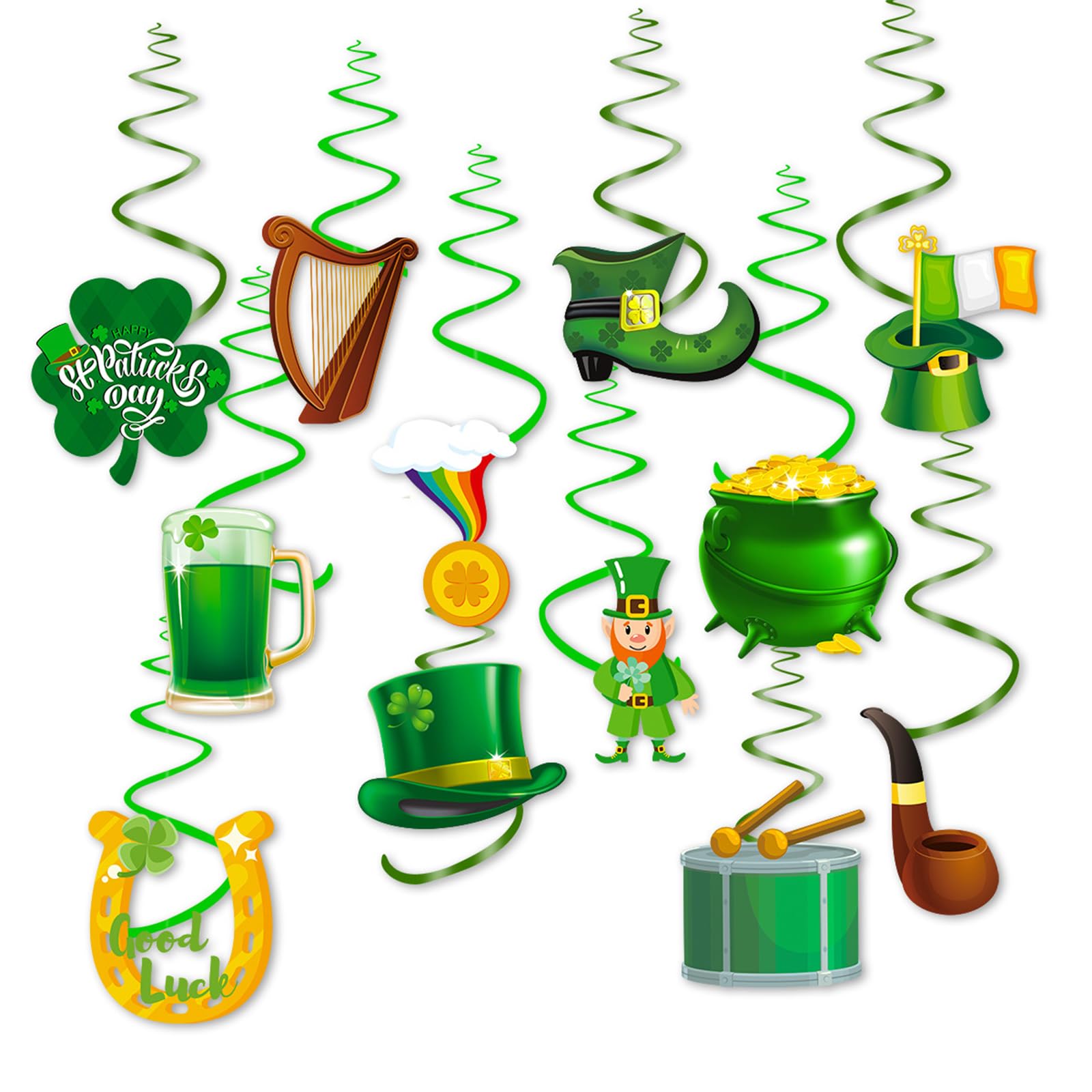 NEWFT Home Party Decoration Garlands Hangings Swirls Irish Decoration for Home Patricks Party Supplies