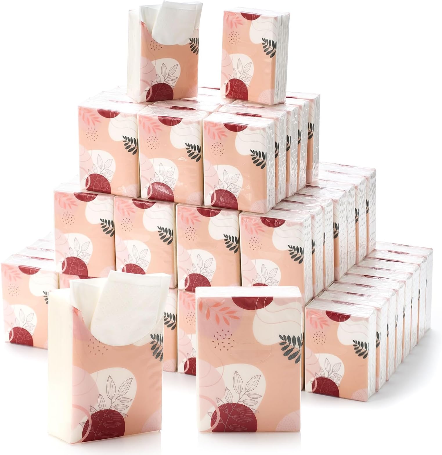Henoyso 120 Pack Wedding Facial Tissues Happy Tears Flower Pocket Mini Tissues 4 Ply Travel Size Wipes 7 Sheets Each Pack for Wedding Welcome Bags Guests Party Favors(Flower)