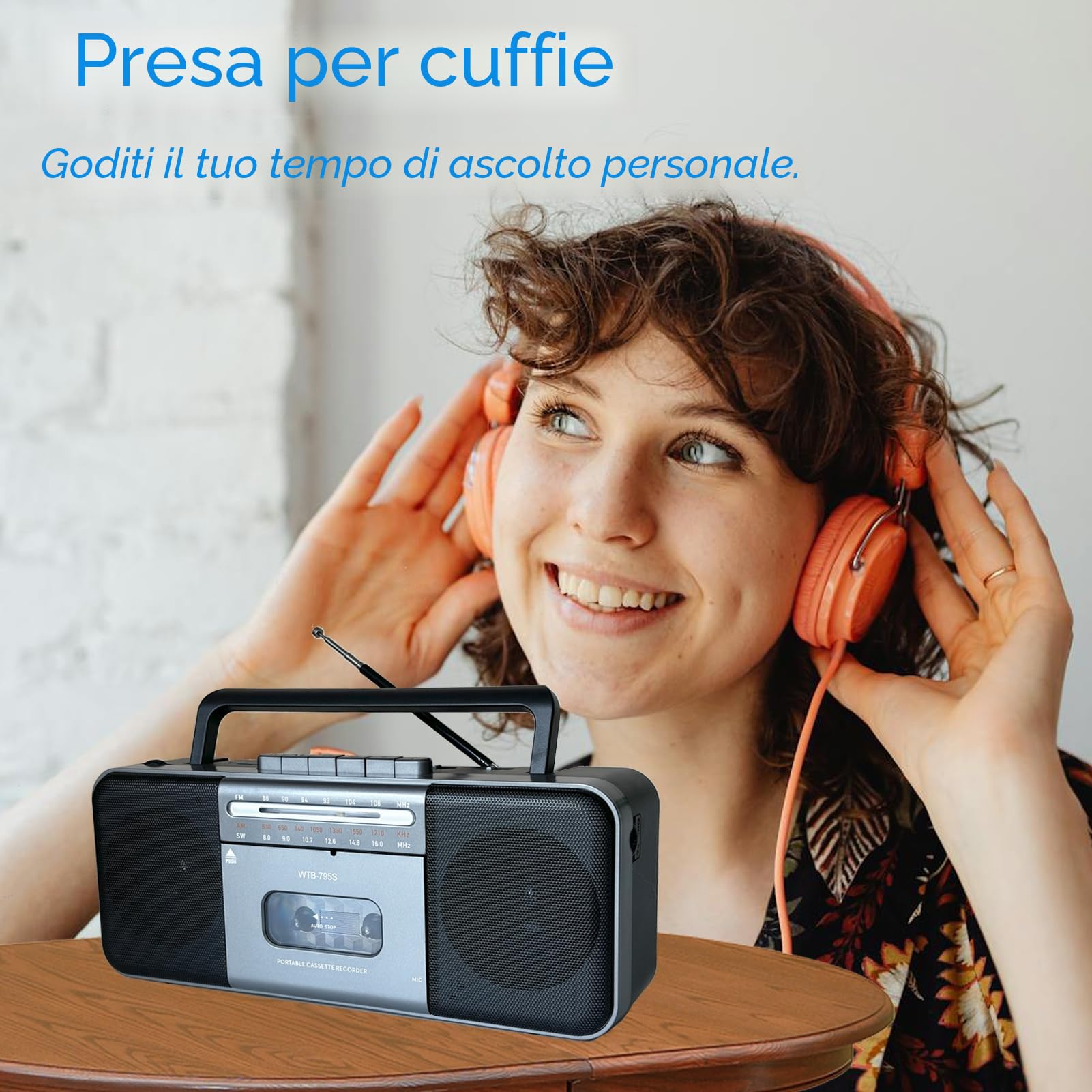 Lettore di cassette AM/FM/SW Bluetooth 10W portatile convertitore MP3 USB