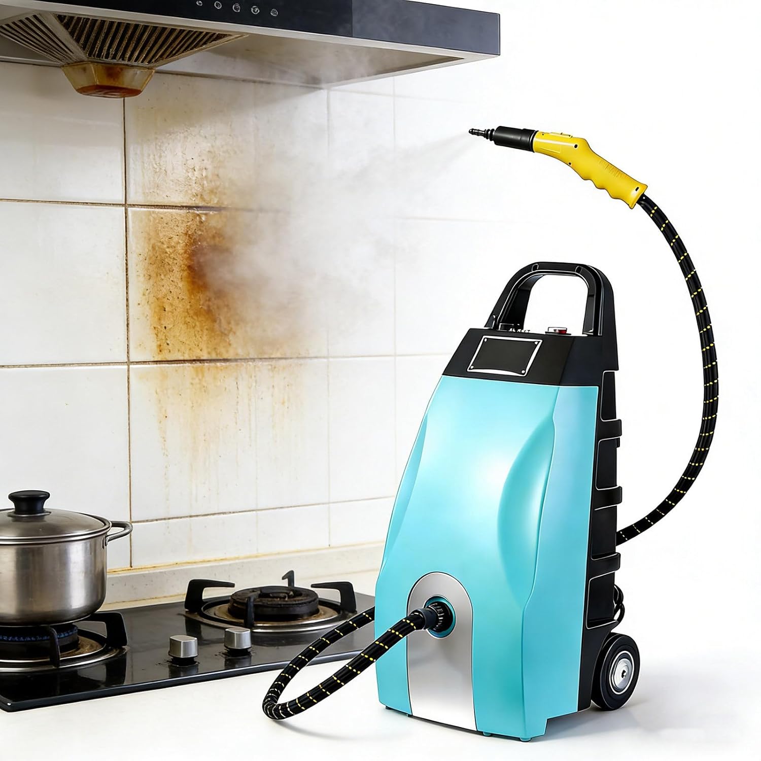 3000W Multi-Purpose High Temp Steam Wash, with 6 Accessories, 3.5L High Pressure Steam Cleaner - Continuous Steam Output, for Home, Car, Range Hood, Air Conditioner Blue