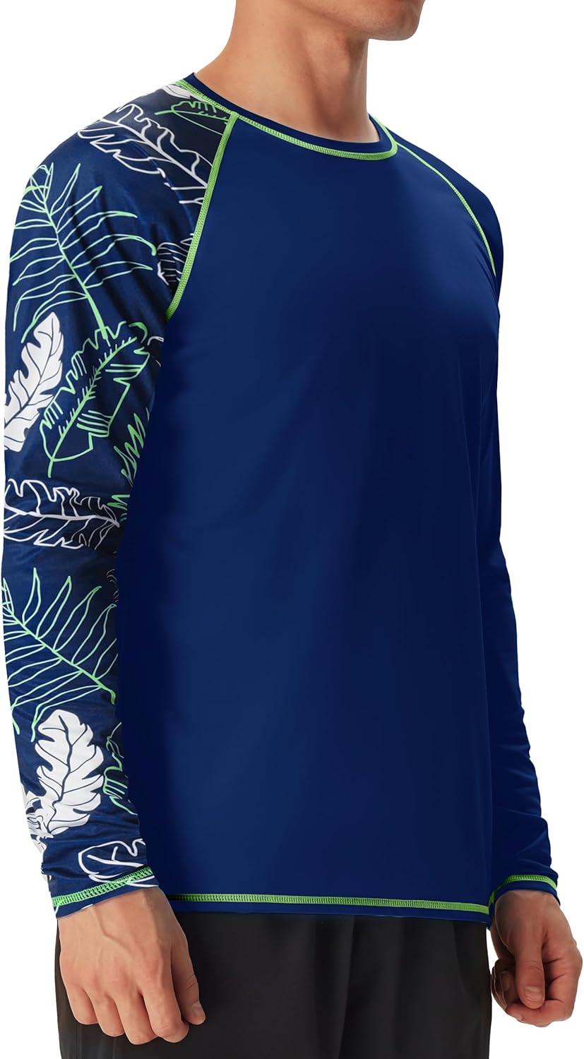FISHEAL UPF 50+ Mens Swim Shirts, Long Sleeve Sun Protection Shirt, Quick Dry UV SPF Rash Guard for Beach Water Fishing - Image 2