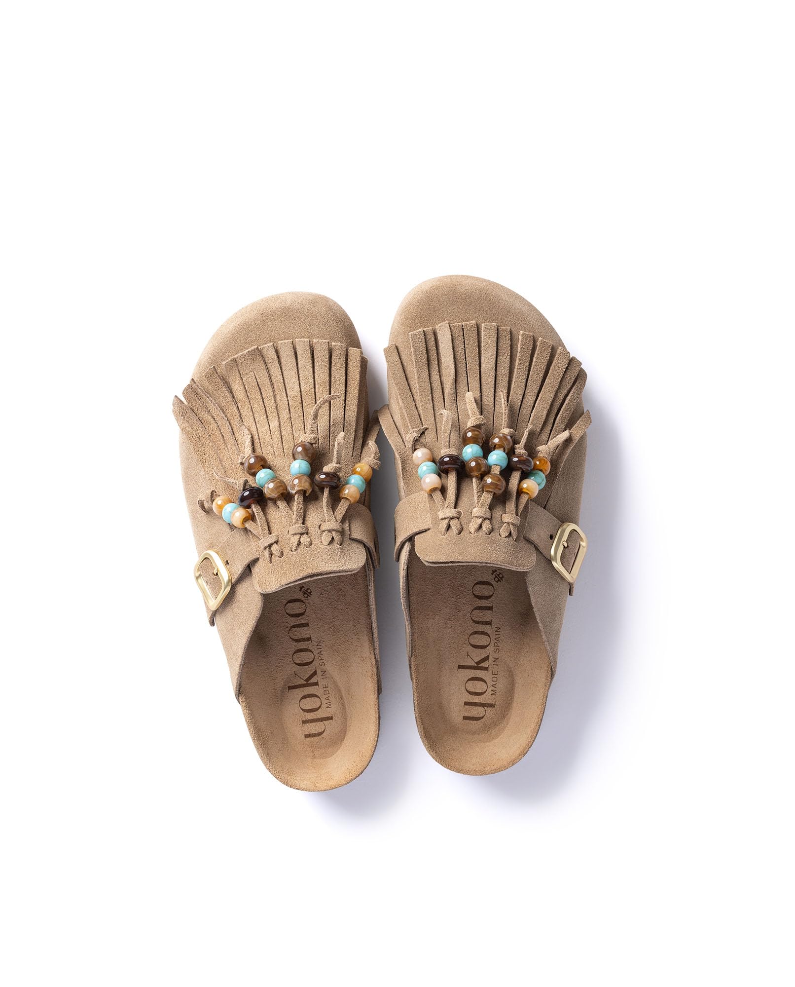 Yokono Zoccolo Piatto Zoccolo-261 Beige | Primavera-Estate | Pelle Vaccino Segatura | 2 CM
