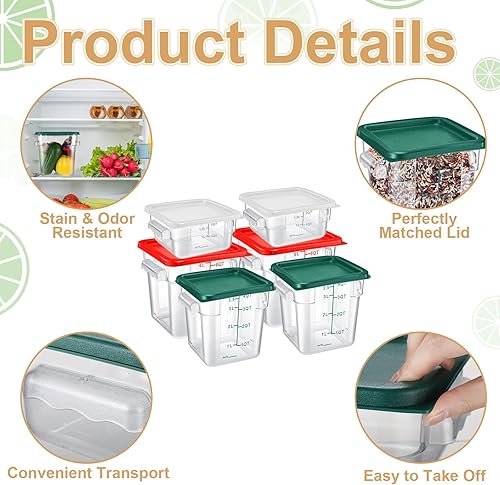 Miniatura 3 de Contenedor de almacenamiento de alimentos con tapas, juego de 2 cuartos de galón, 4 cuartos de galón, 6 cuartos de galón, cuadrados transparentes