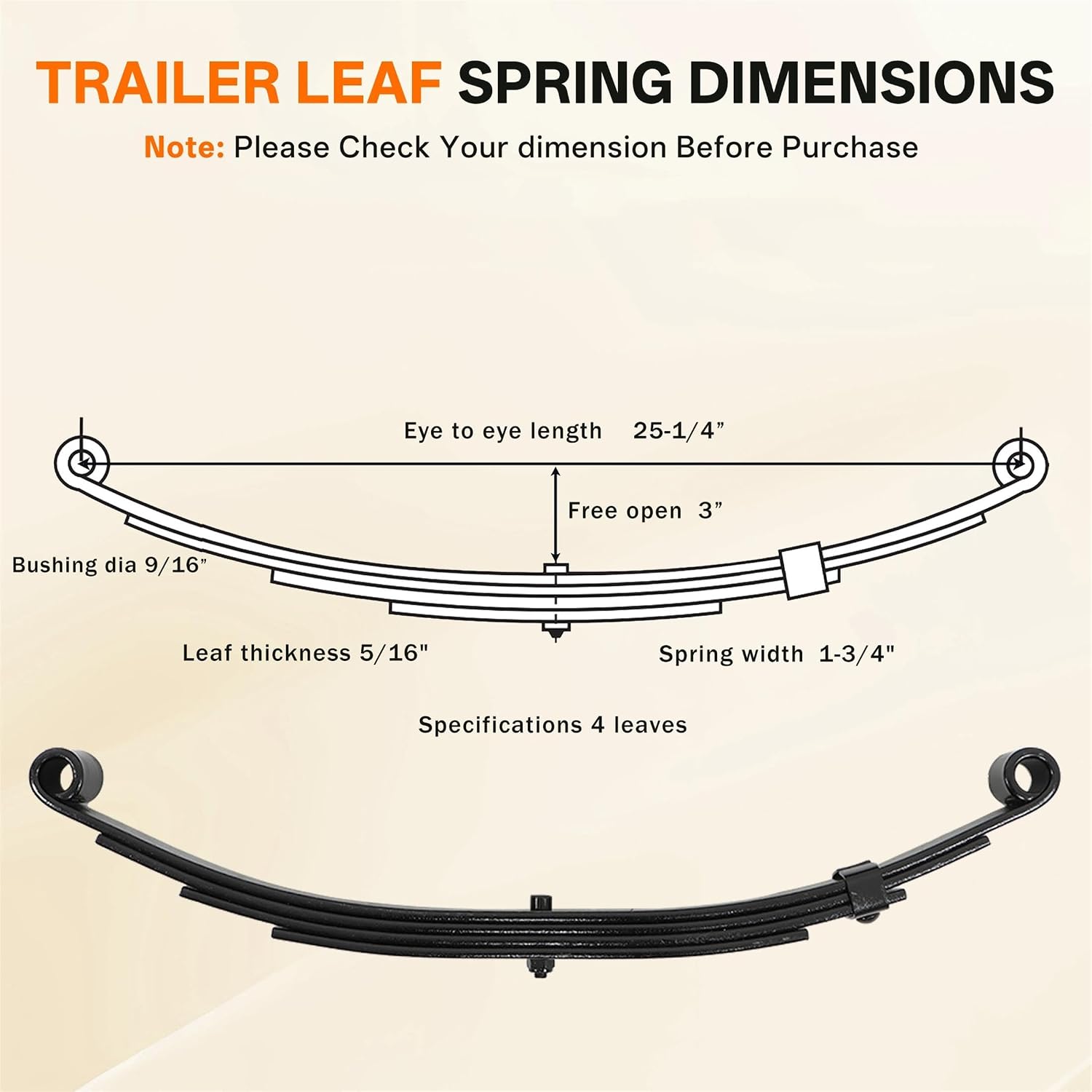 5000lbs Tandem Trailer Axle Suspension Kit - 4 Leaves 2500lbs Trailer Double Eye Spring Equalizers Kit Hangers Kit Shackle Straps Kit