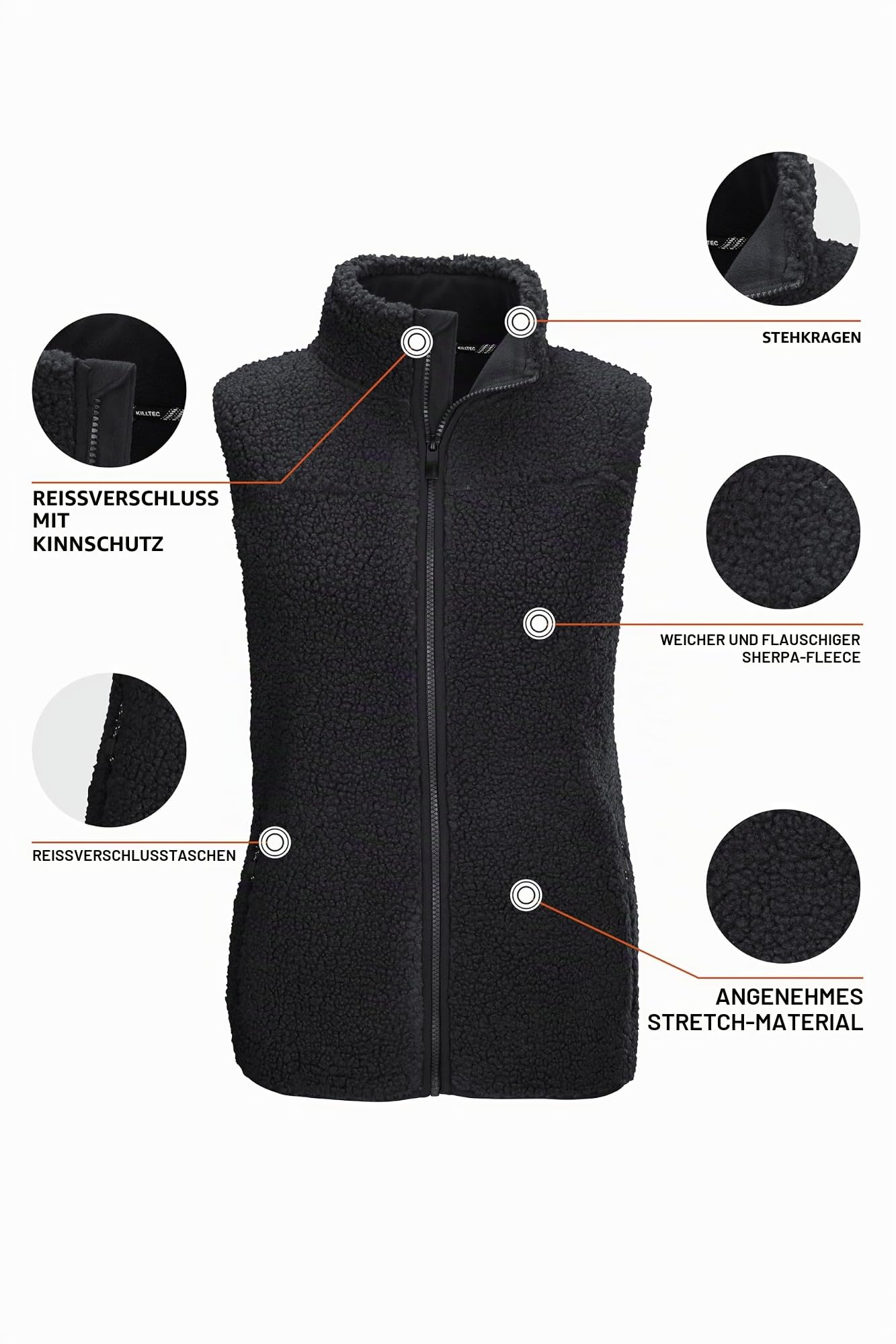 Killtec Damen Kow 7 Wmn Vst Sherpa Fleeceweste mit Stehkragen (1er Pack)