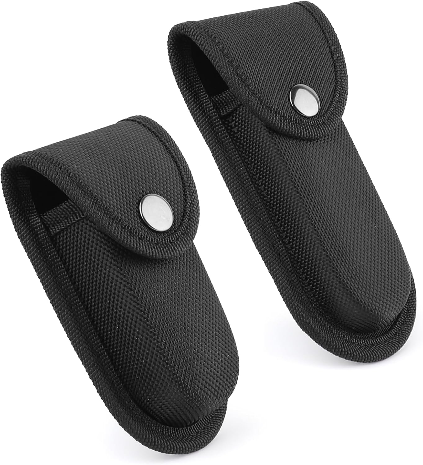 2 Pack Nylon Pocket Knife Sheath,5''-5.5'' and 4'' Multitool Pouch with Snap Closure Belt Loop,Vertical Carry Folding Knife Holder for Outdoor Daily Use(Larger and Medium Size)