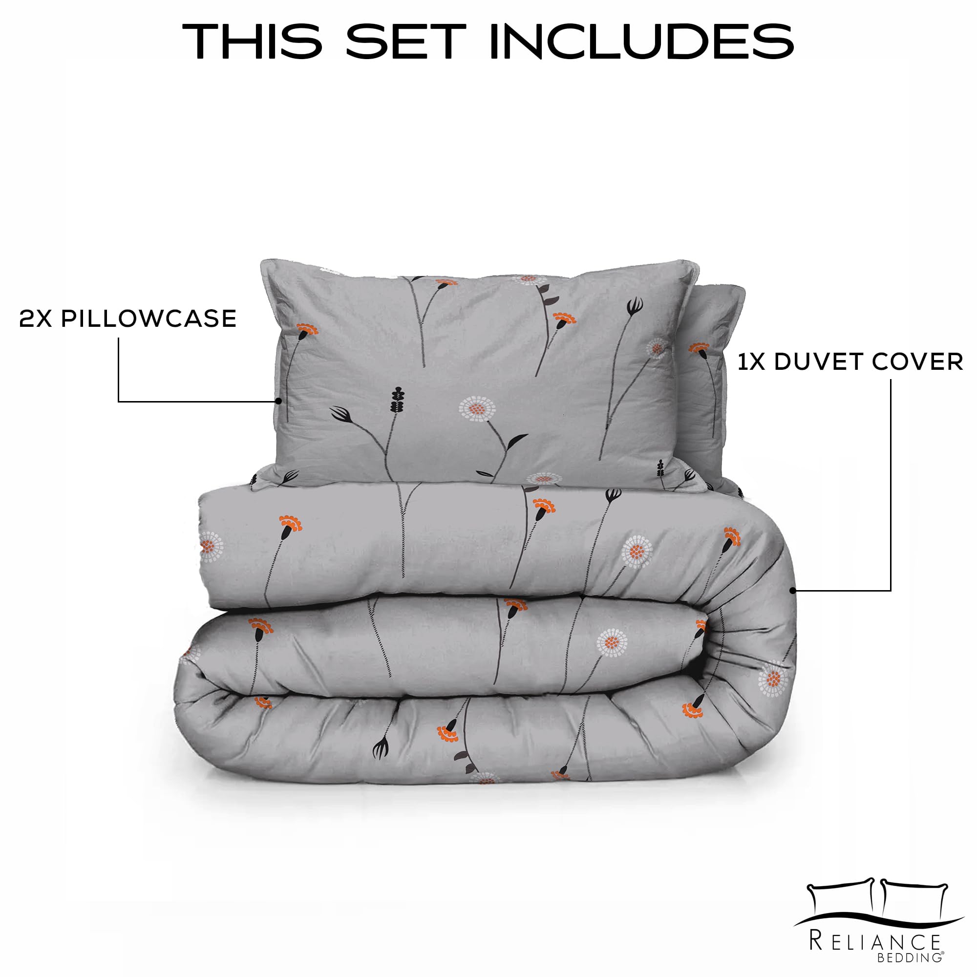 EverSoft Bedding 3Pcs Set 100% Egyptian Cotton Printed Duvet Cover & 2 Matching Pillowcase Pair 400 Thread Count Double Duvet Cover Set - Image 3