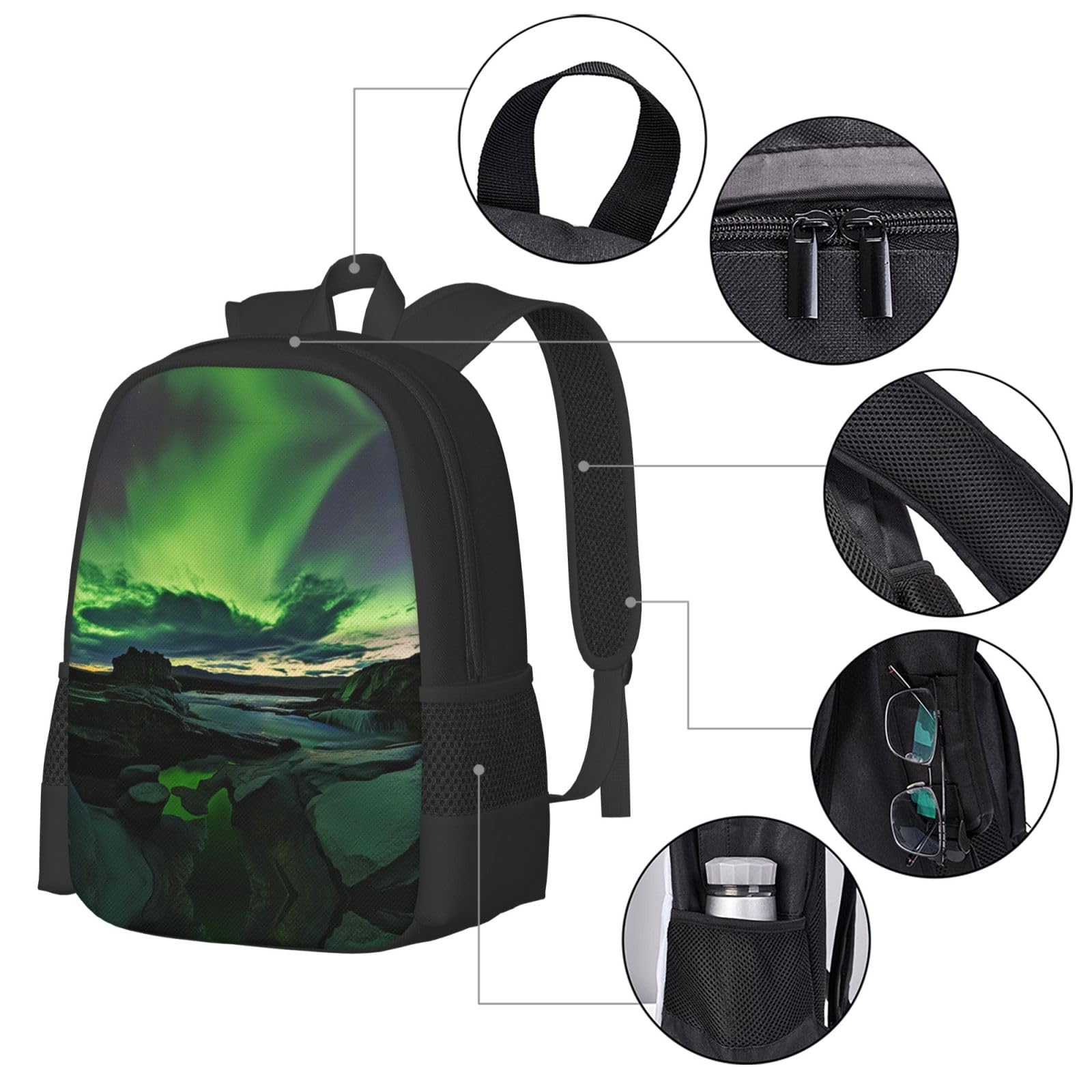 Azurewhorl Plecak Unisex 15,6 cala Laptop Czarny Oxford Plecak
