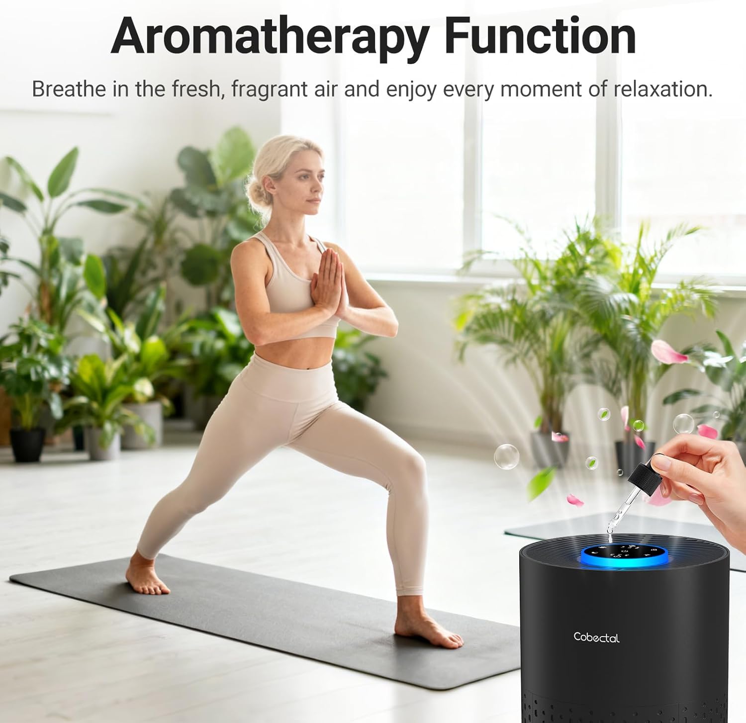 Air Purifiers for Bedroom Home, Cobectal Air Cleaner with H14 True HEPA 3-in-1 Filter for Room up to 1050 ft², Sleep Mode & Aroma Function, Portable Air Purifiers for Office, Dorm, RVs, Black