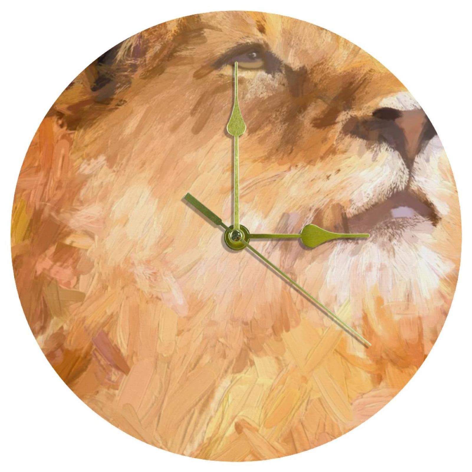 Horloge murale acrylique lion 24cm pendule ronde sans tic-tac à piles